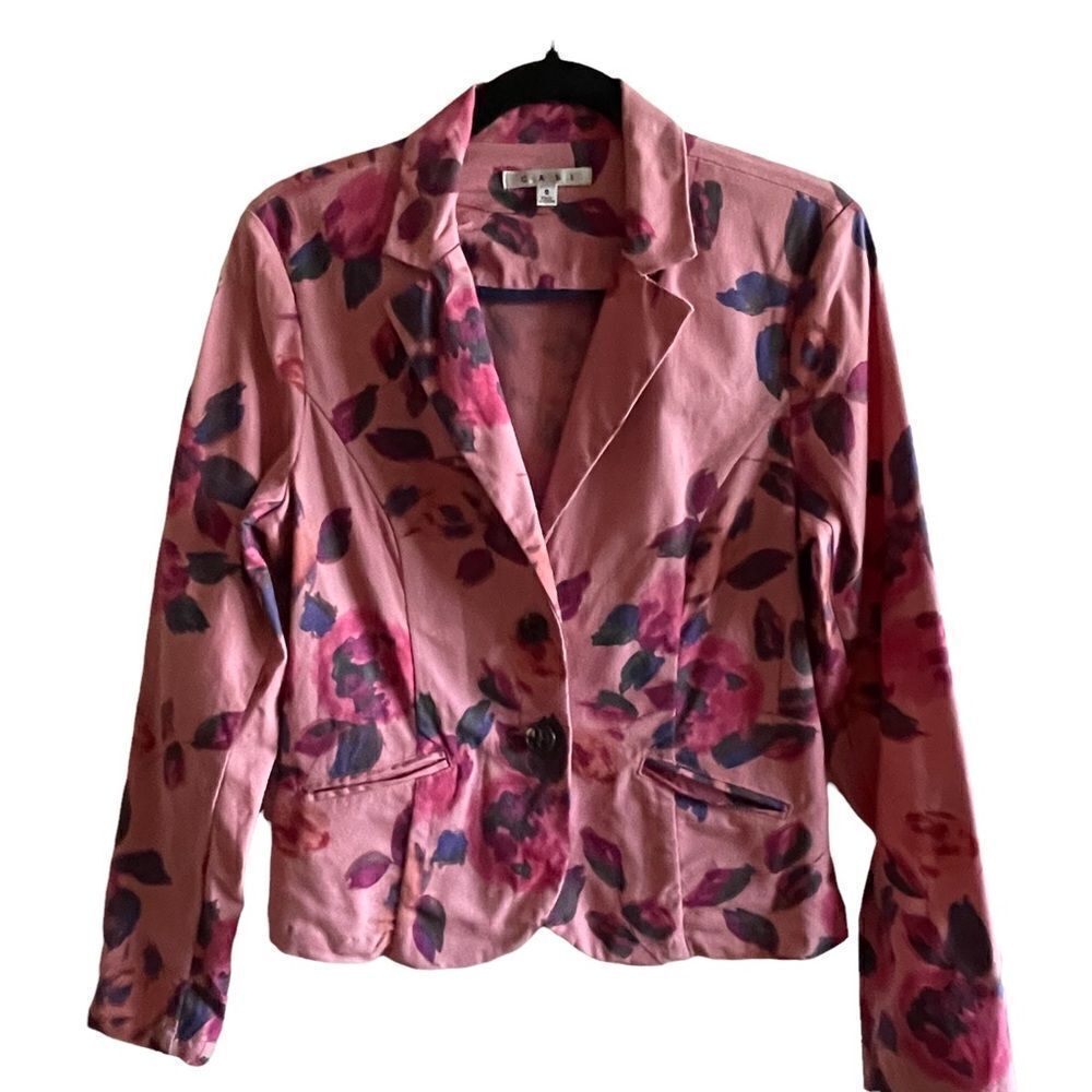 Cabi ~ Floral Cotton Blazer ~ size 8 ~ Cotton/Spandex Blend